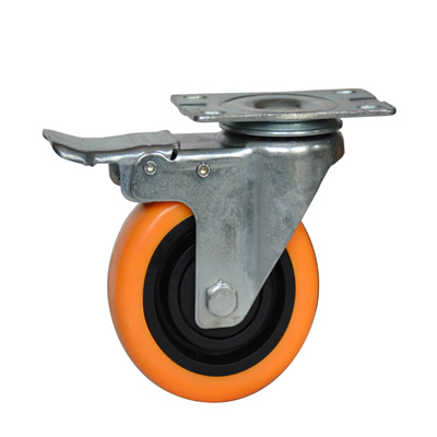 CASTER WHEEL ORANGE 1.5'' SWIVEL WITH BREAK